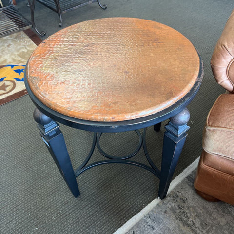 Wrought Iron Coppertop Side Table
