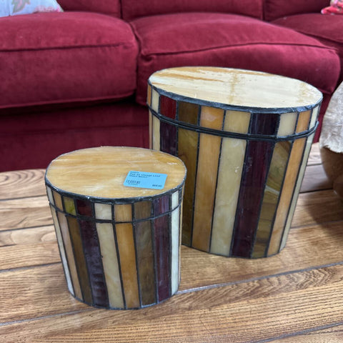 Pair of Vintage Lead Glass Boxes