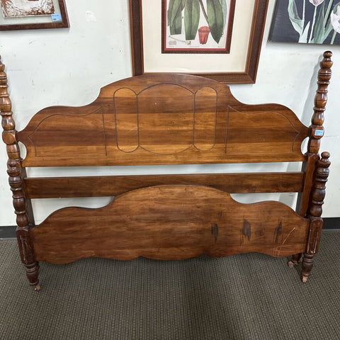 Vtg Full Sized Headboard, Footboard, Rails, & Slats