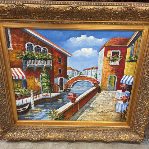 Pair of Venetian Framed Art Signed