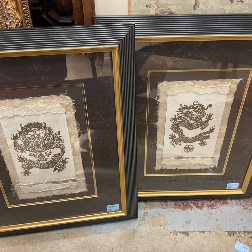 Pair of Imperial Dragon Framed Art