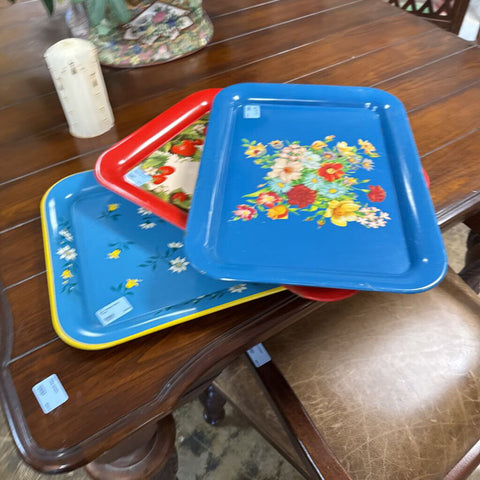 3pc Vintage Metal Trays