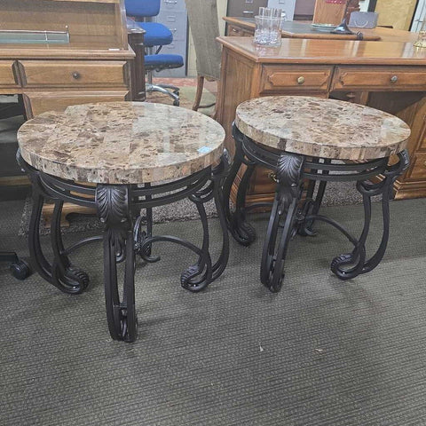 Pair of Marble Top End Tables