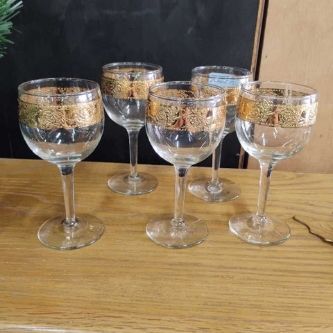Vtg Culver Tyrol 24k Gold Glasses- Set of 5