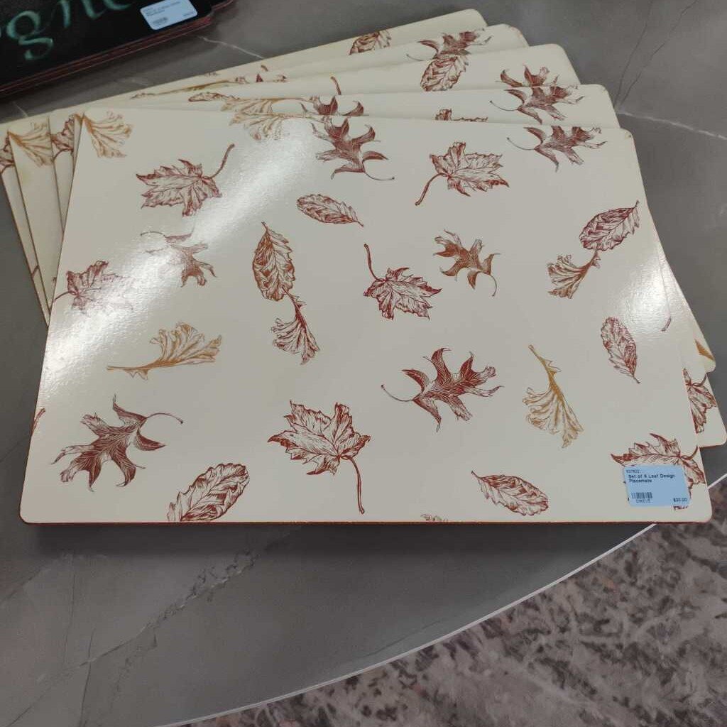 Set of 6 Leaf Design Placemats