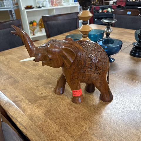 Carved Elephant missing Tusk as is
