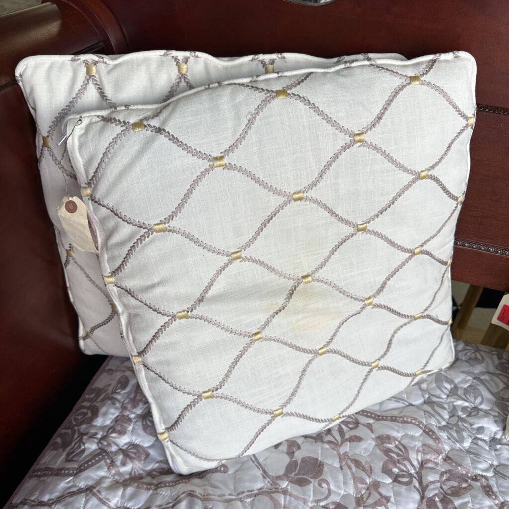 PAIR of Cream/Grey Pillows