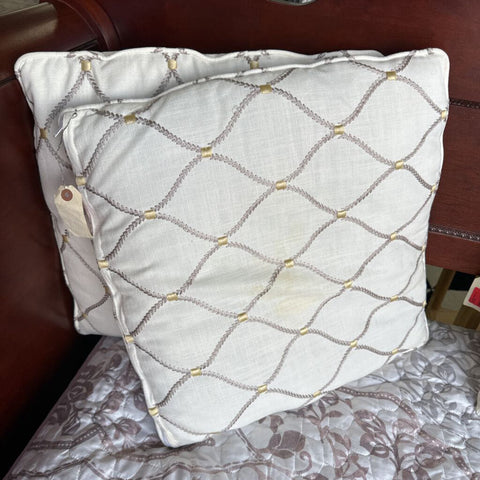 PAIR of Cream/Grey Pillows