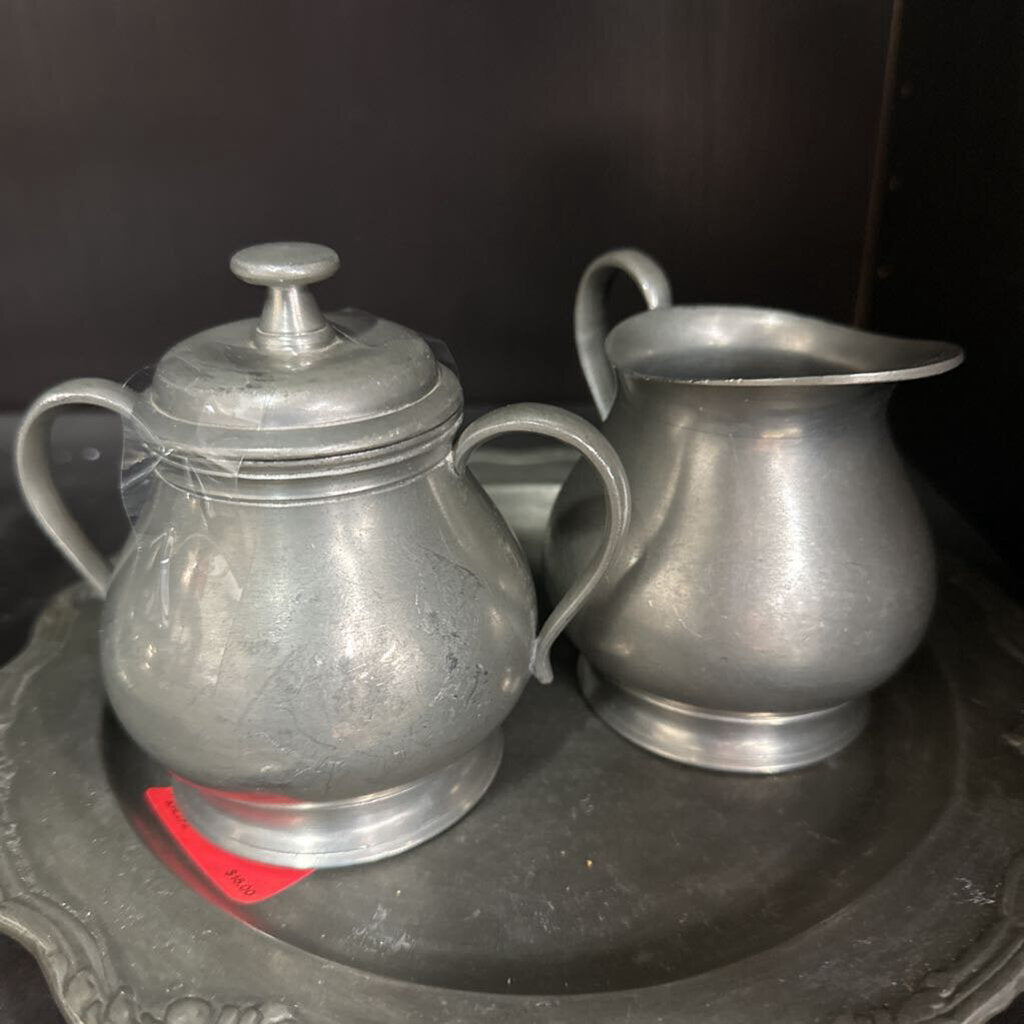 Pewter Cream & Sugar Set