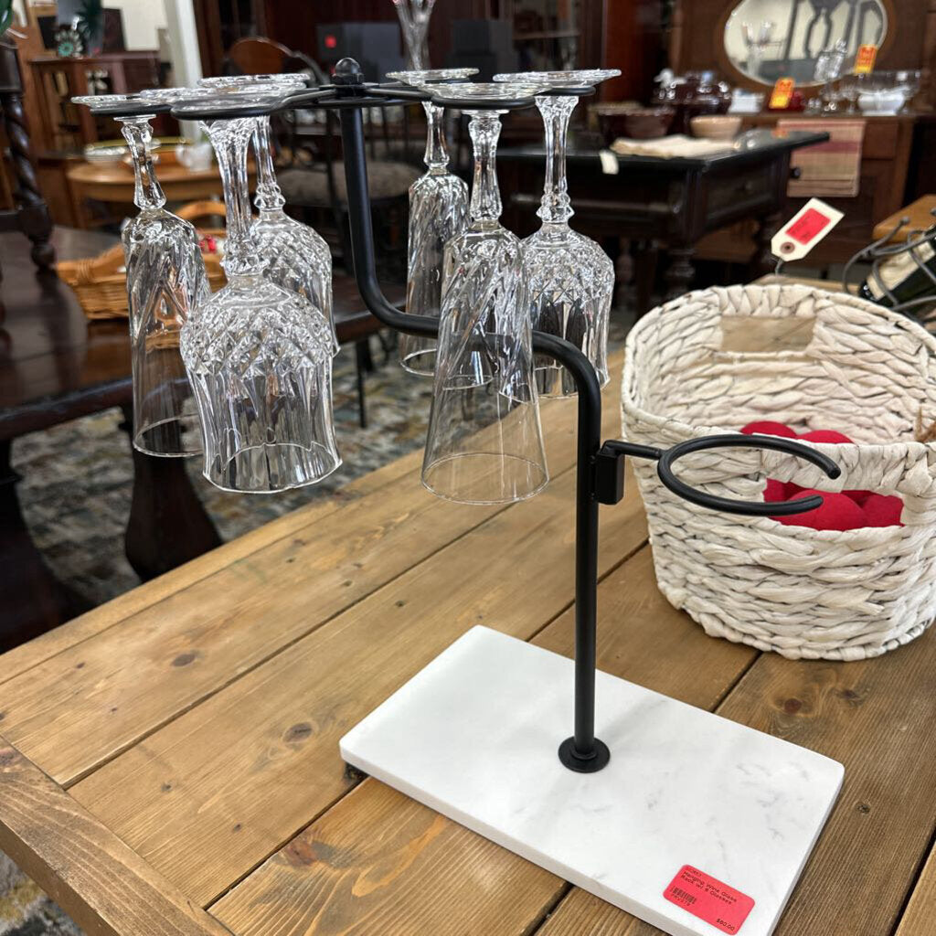 Hanging Wine Glass Rack w/ 6 Glasses