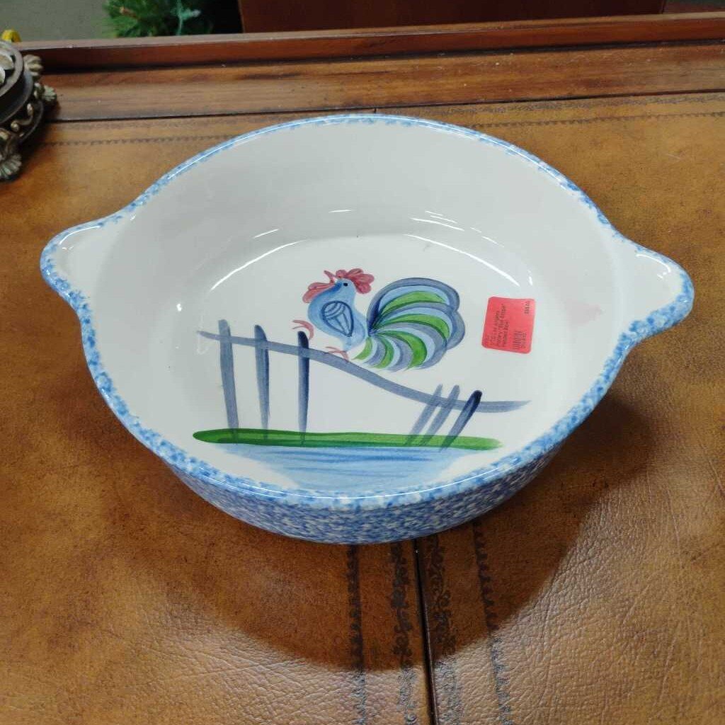 VTG Los Angeles Pottery "Blue Stipple" Handled Bowl