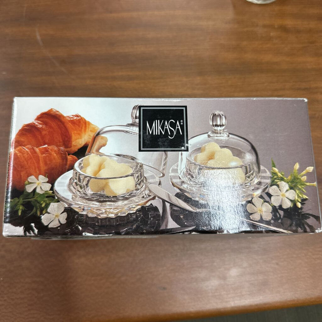 Pair of Mikasa Cheese Dishes w/ Domes