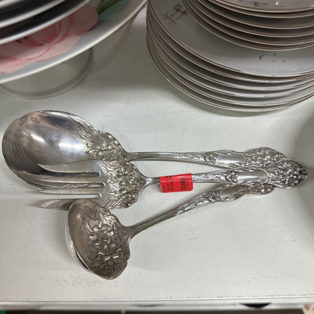 Set of 3 Silver Plated Serving Utensils