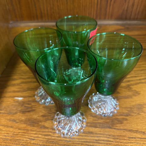 Set of 4 Vintage Anchor Hocking Burple Green Small Glasses