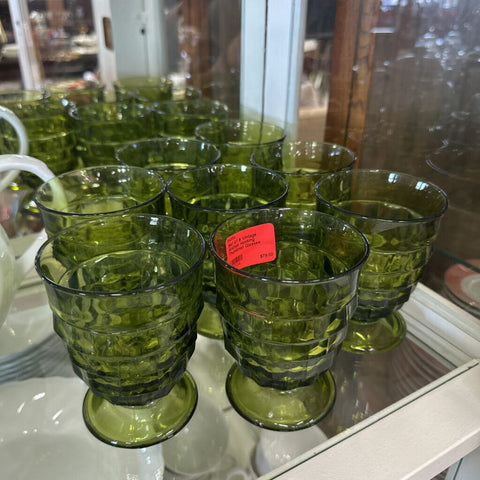 Set of 8 Vintage Anchor Hocking Thumbnail Glasses