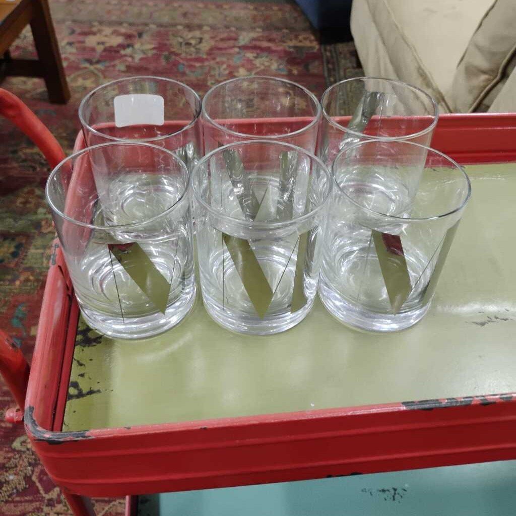 Set of 6 "M" Whiskey Glasses