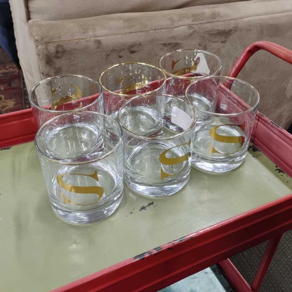 Set of 6 "S" Whiskey Glasses