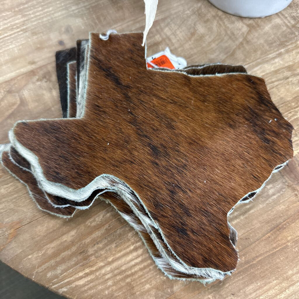 Set of 7 Cow Hide Coasters