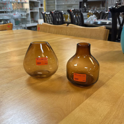 Set of 2 Amber Vases