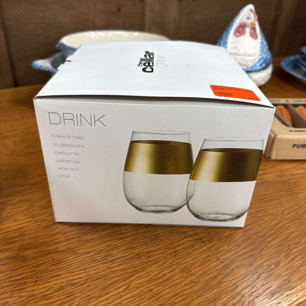 Set of 4 Stemless Wine Glasse