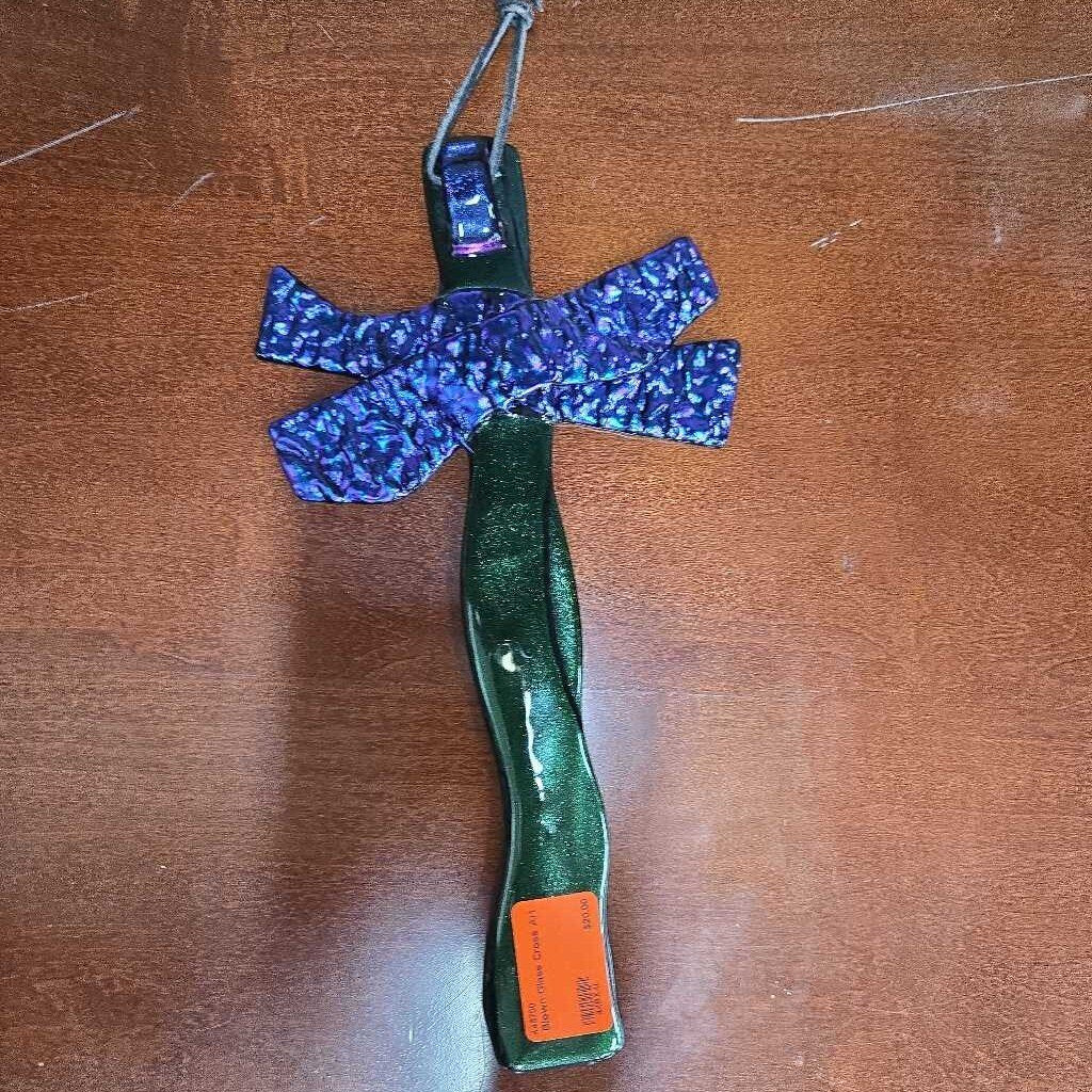Blown Glass Cross Art