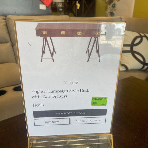 English Campaign Desk w/Drawers As Is