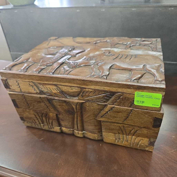 Vintage Carved Chinese Camphor Chest