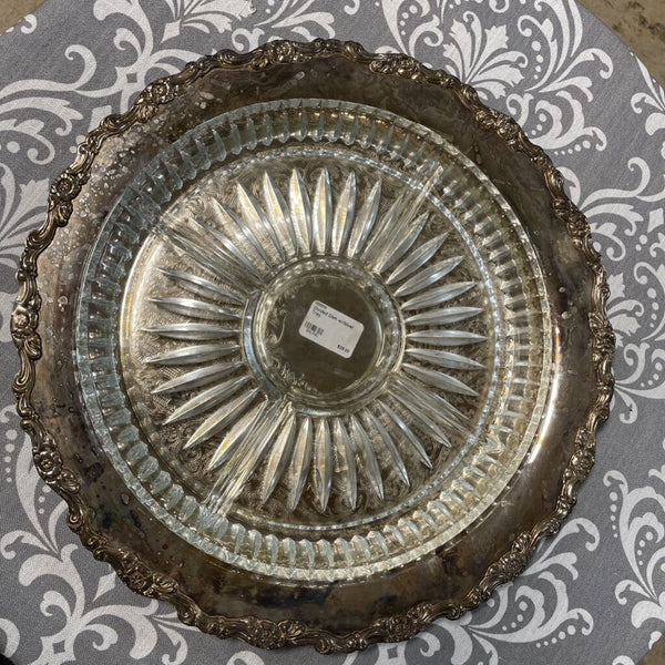 Divided Dish w/Silver Tray