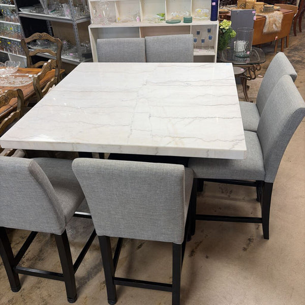 Marble Top Dining Table w/6 Chairs