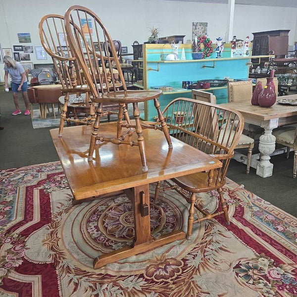 Ethan Allen Dining Table w/2 Leaves,4 Chairs & Bench