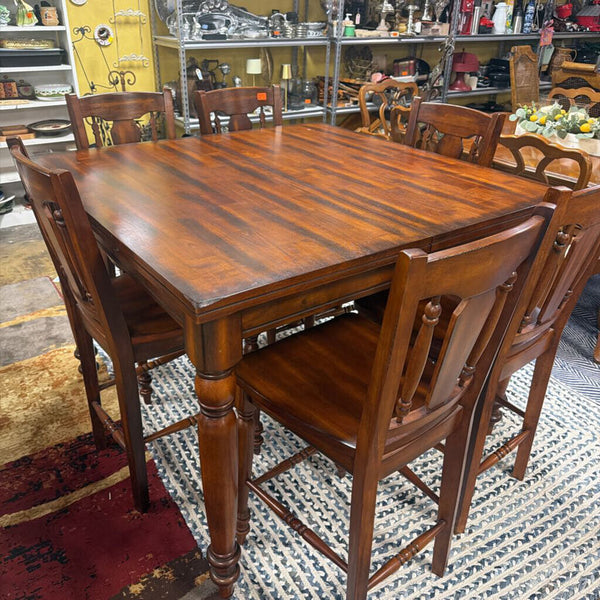 Bar Height Table, 6 Chairs w/Built in Butterfly Leaf