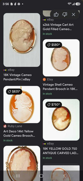 14k Vintage Cameo Brooch/Pendant