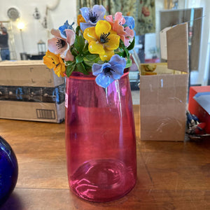 Flowers on pink vase