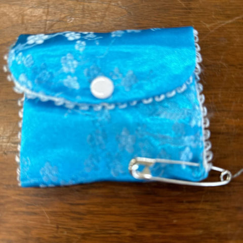 Blue oriental jewelry bag