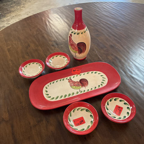 5pc Rooster Dish Set